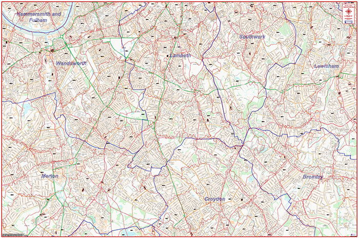 South London Postcode City Street Map - Digital Download