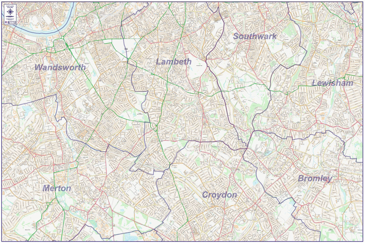 South London City Street Map - Digital Download