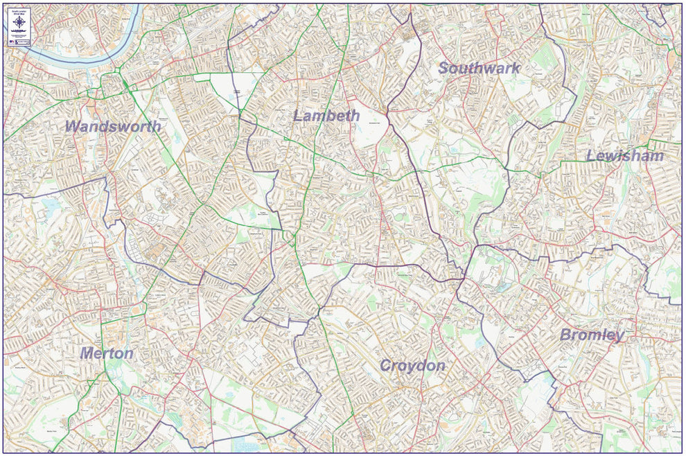 South London City Street Map - Digital Download – ukmaps.co.uk