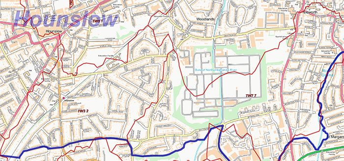 South West London Postcode City Street Map - Digital Download