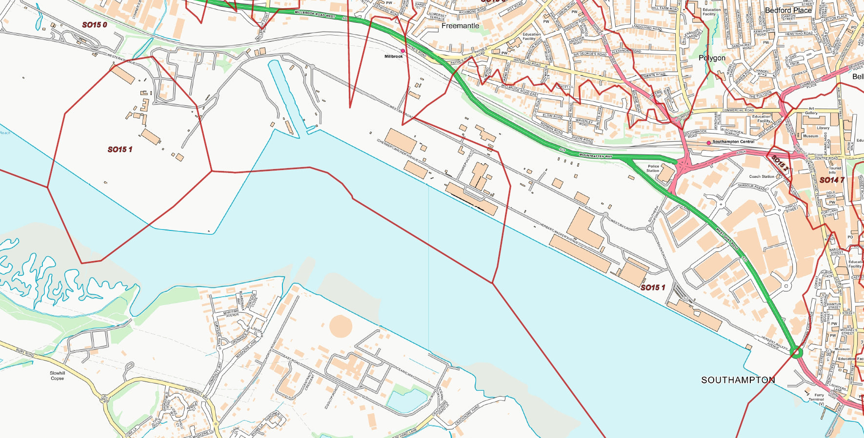 Central Southampton Postcode City Street Map - Digital Download ...