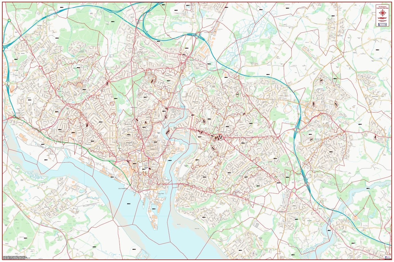 Central Southampton Postcode City Street Map - Digital Download