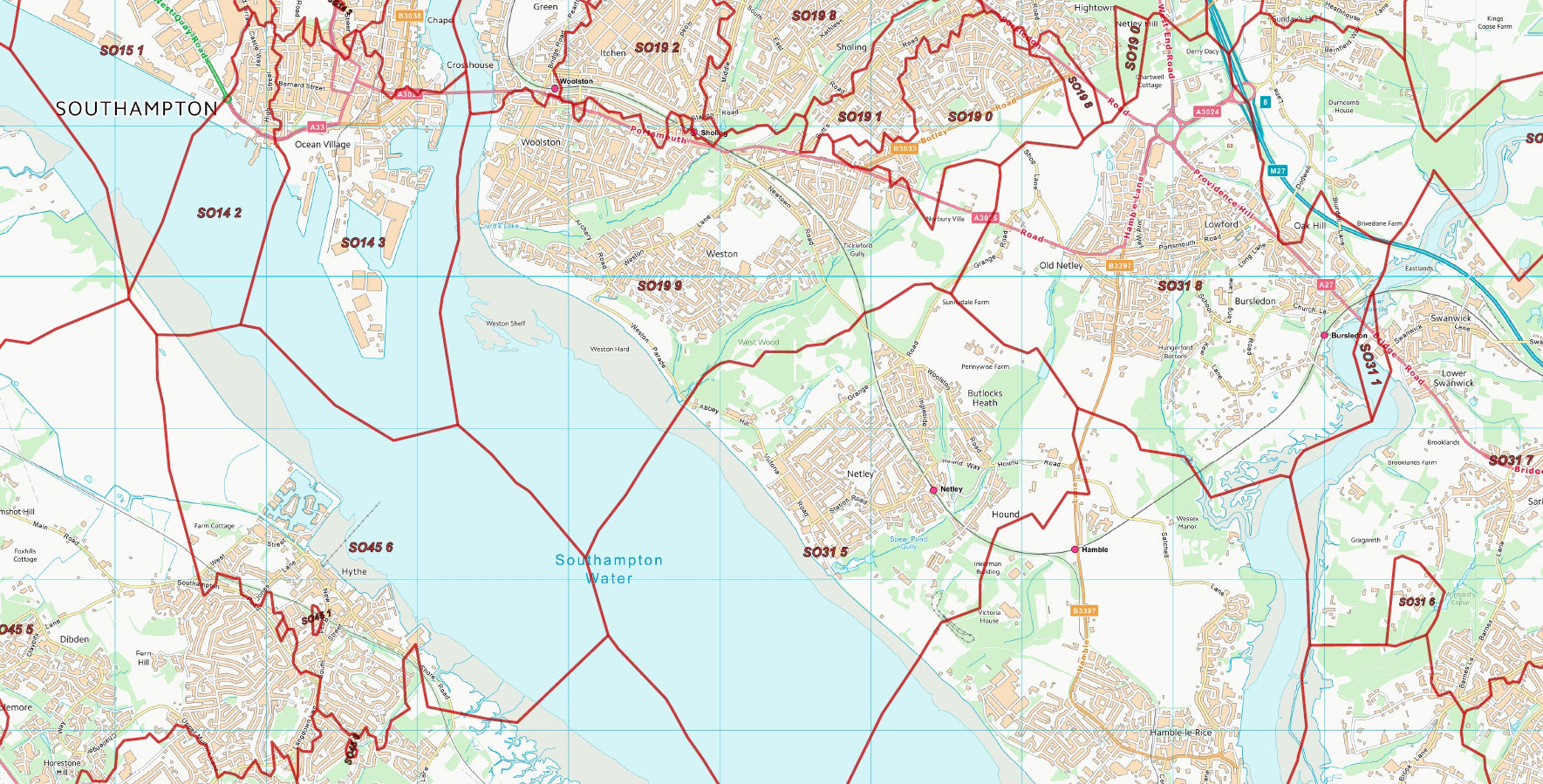 Postcode City Sector Map - Southampton - Digital Download – ukmaps.co.uk
