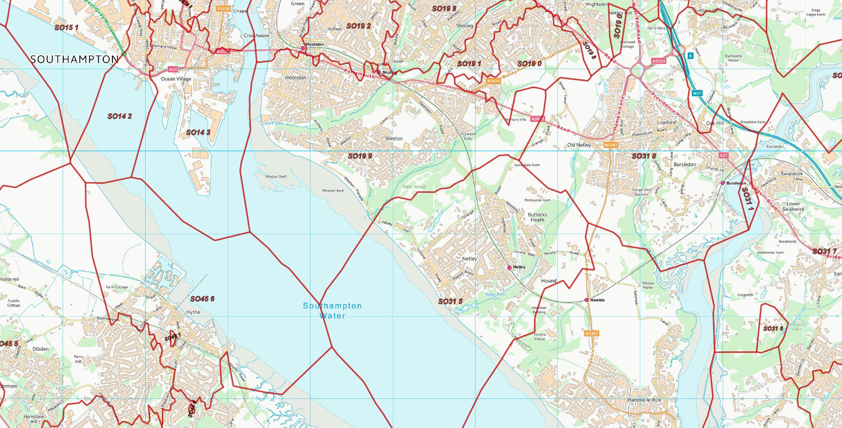 Postcode City Sector Map - Southampton - Digital Download – ukmaps.co.uk