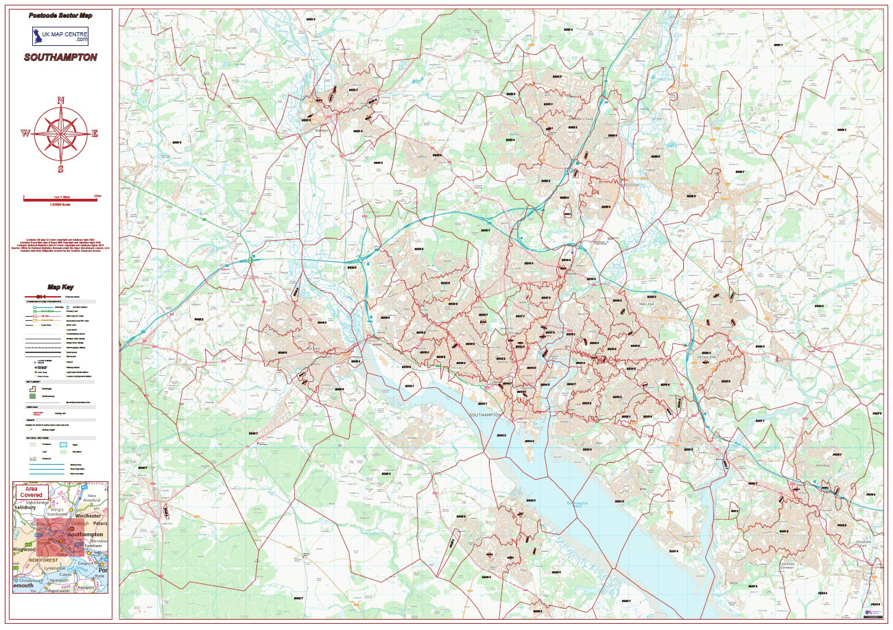 Postcode City Sector Map - Southampton - Digital Download – ukmaps.co.uk
