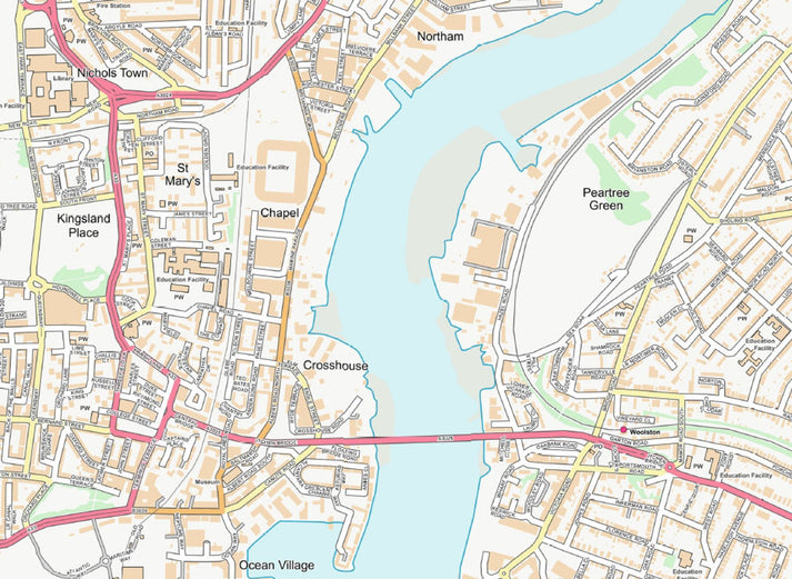 Central Southampton City Street Map - Digital Download – ukmaps.co.uk