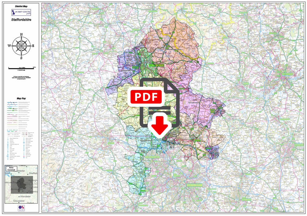 Staffordshire County Boundary Map - Digital Download – ukmaps.co.uk