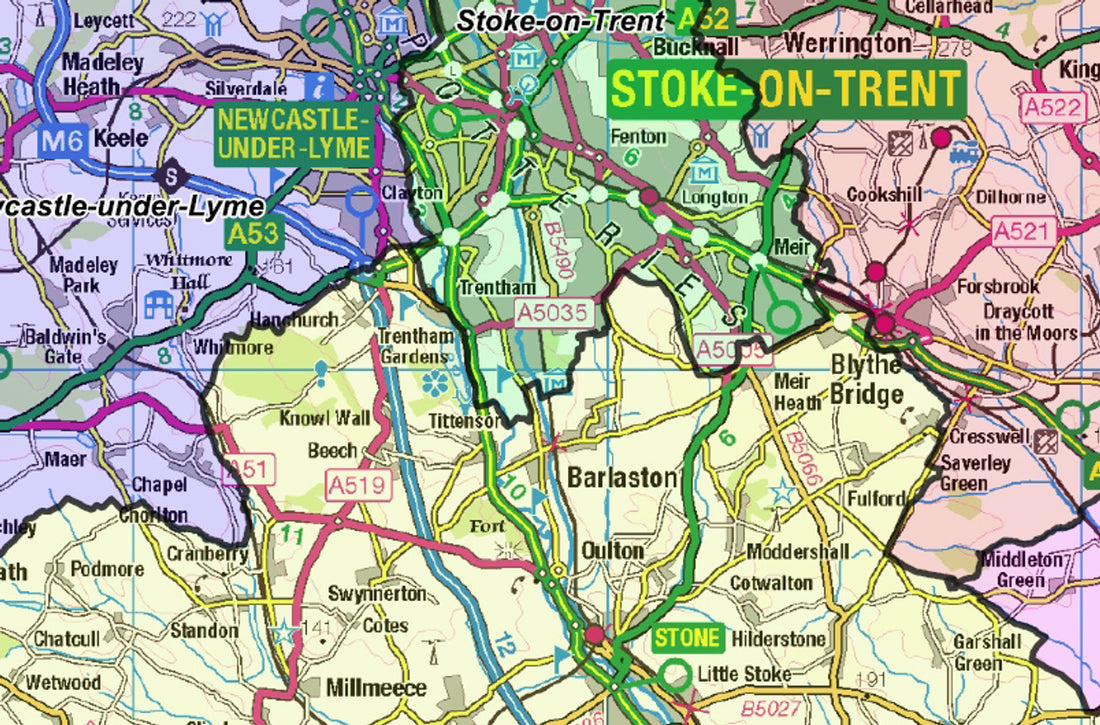 Stoke Postcode Staffordshire County Map | District Boundaries | OS PDF Download ...