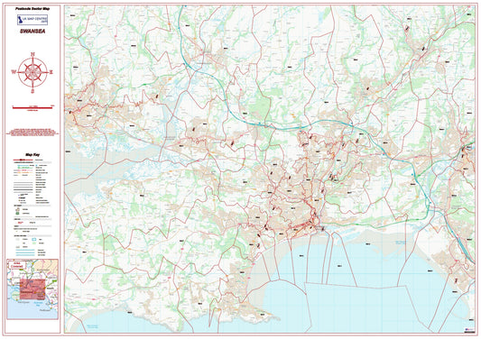Postcode City Sector Map - Swansea - Digital Download