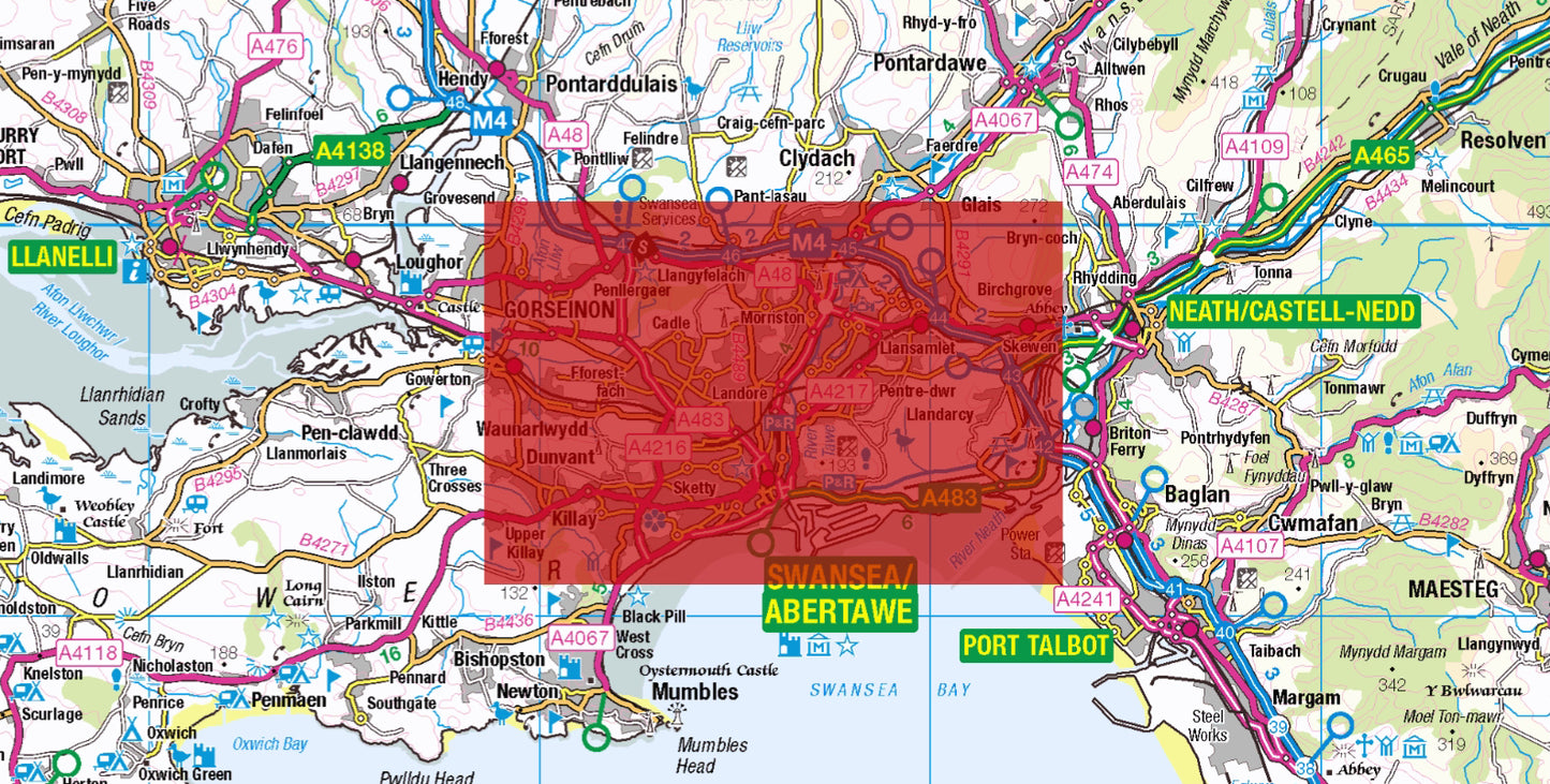 Central Swansea Postcode City Street Map - Digital Download