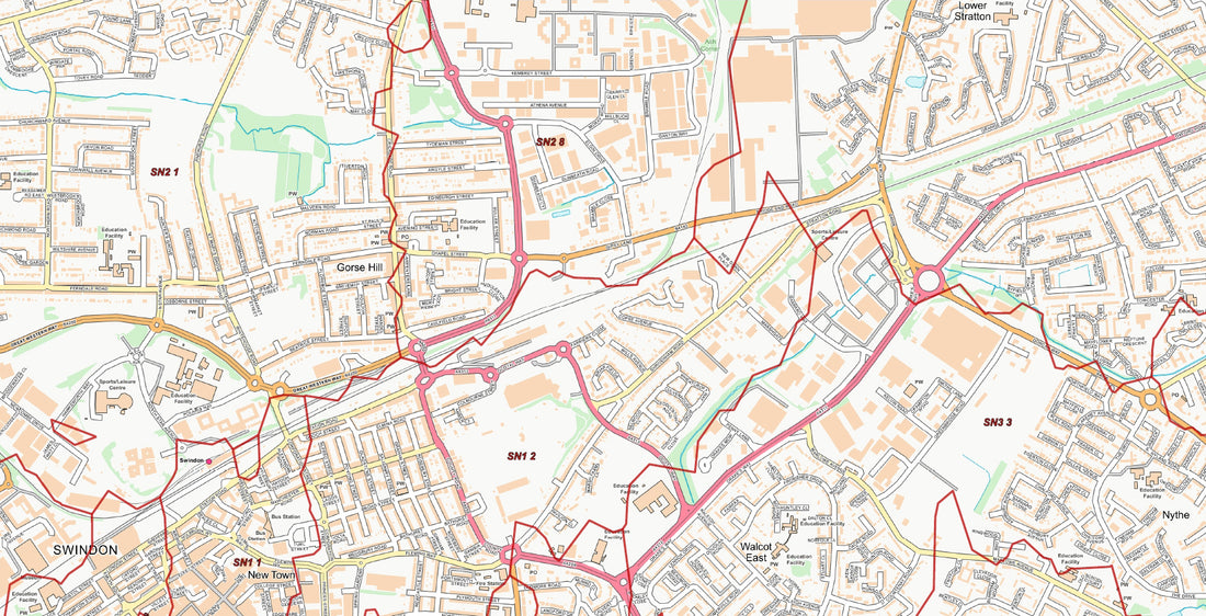 Swindin Postcode Map Central Swindon Postcode City Street Map | Streets and Postcode Sectors ...