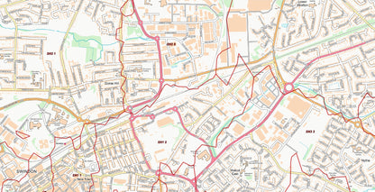 Central Swindon Postcode City Street Map - Digital Download