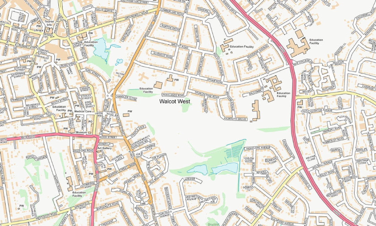 Central Swindon City Street Map - Digital Download