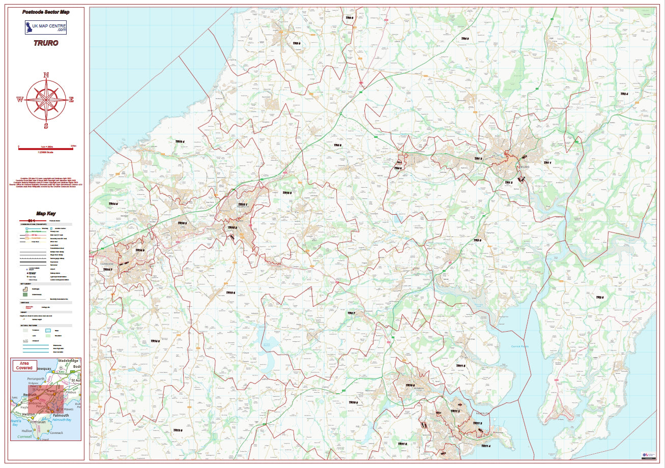 Postcode City Sector Map - Truro - Digital Download