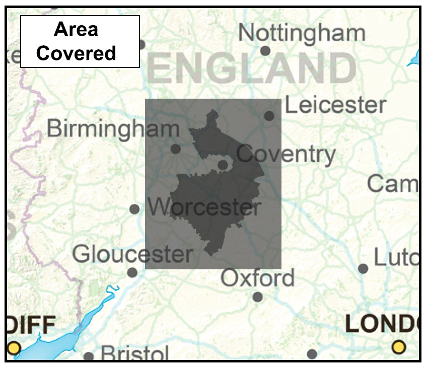 Warwickshire County Boundary Map Digital Download Uk 4762