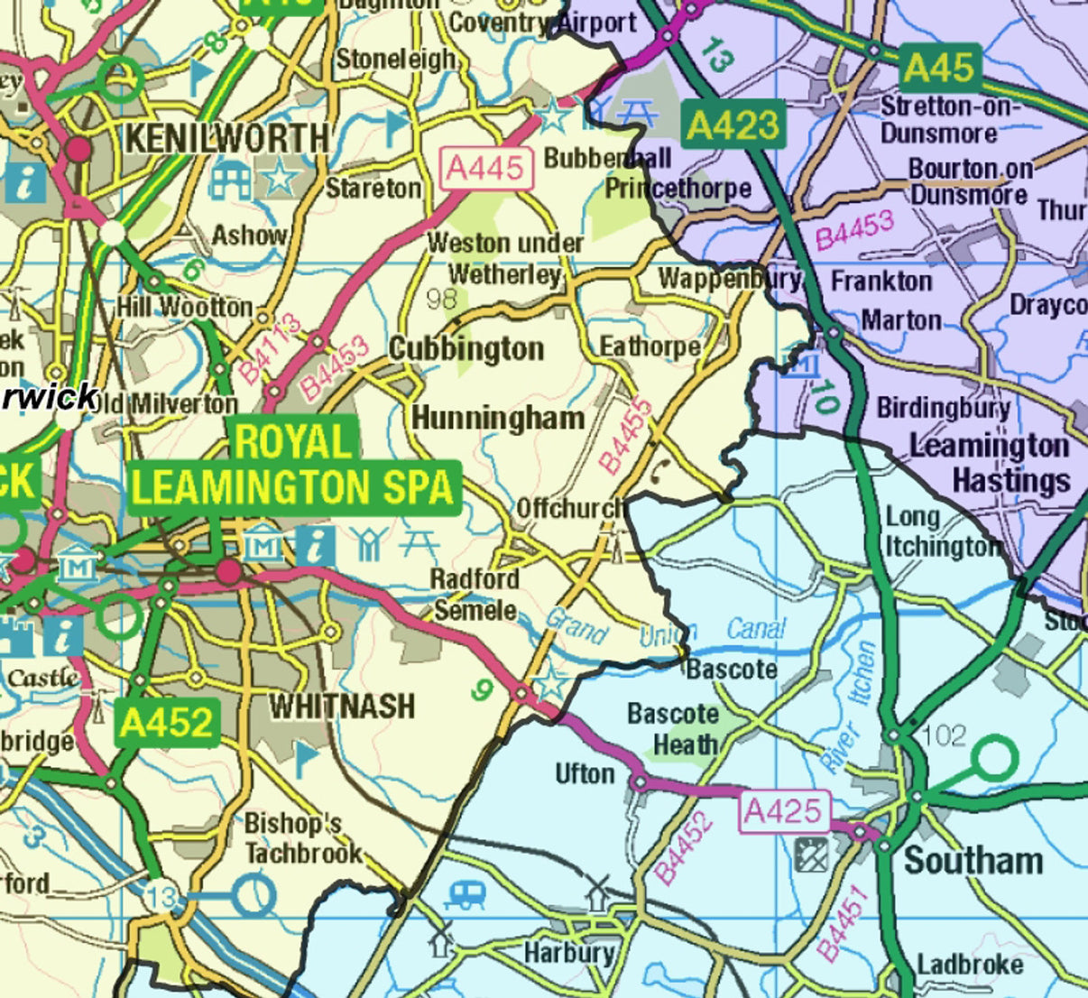 Warwickshire County Boundary Map Digital Download Uk 2163