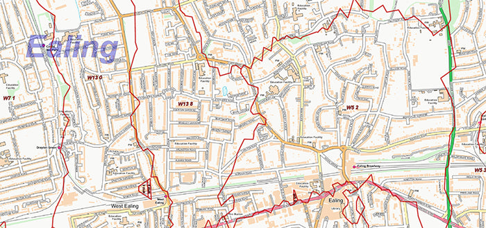 West London Postcode City Street Map - Digital Download