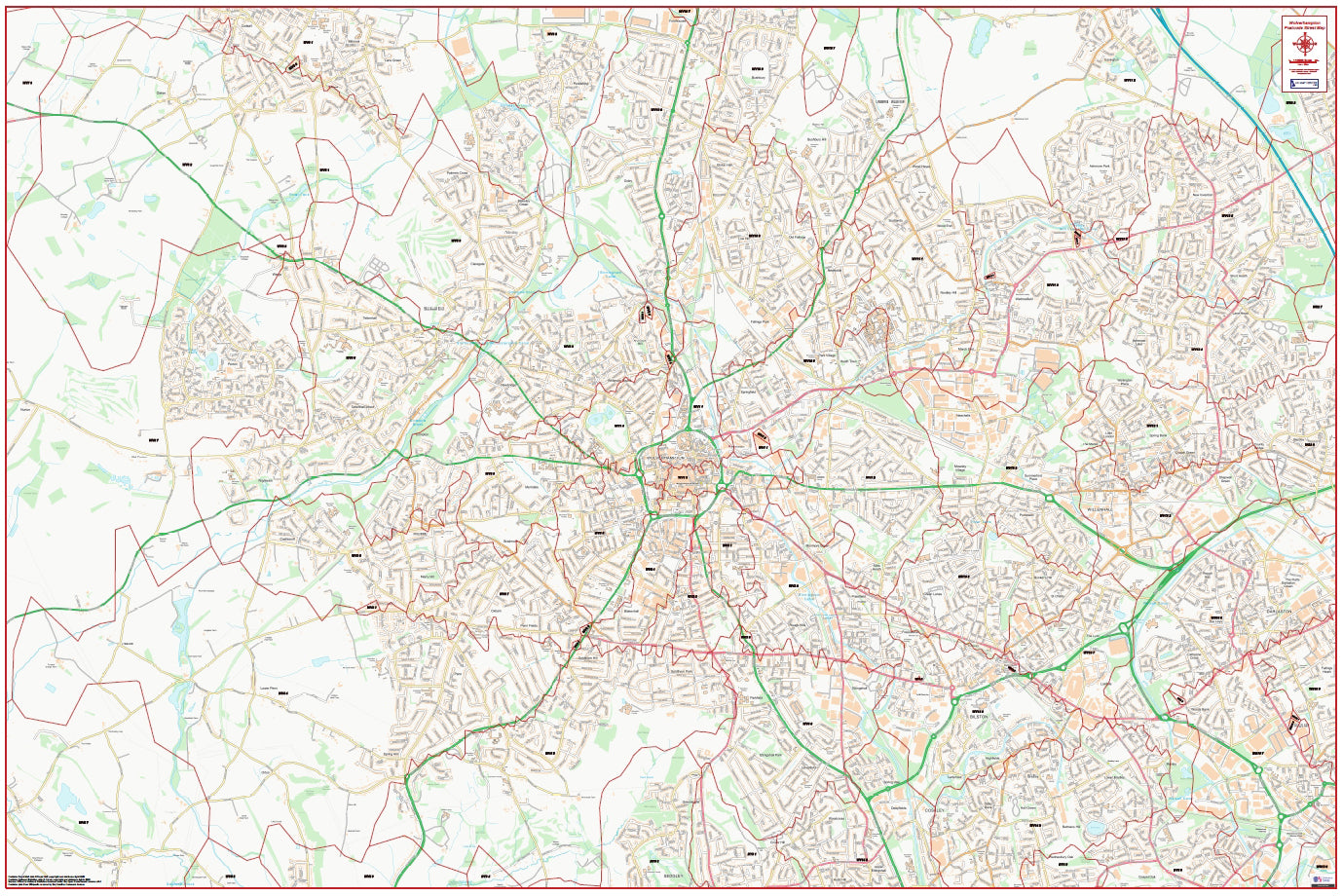 Central Wolverhampton Postcode City Street Map - Digital Download ...