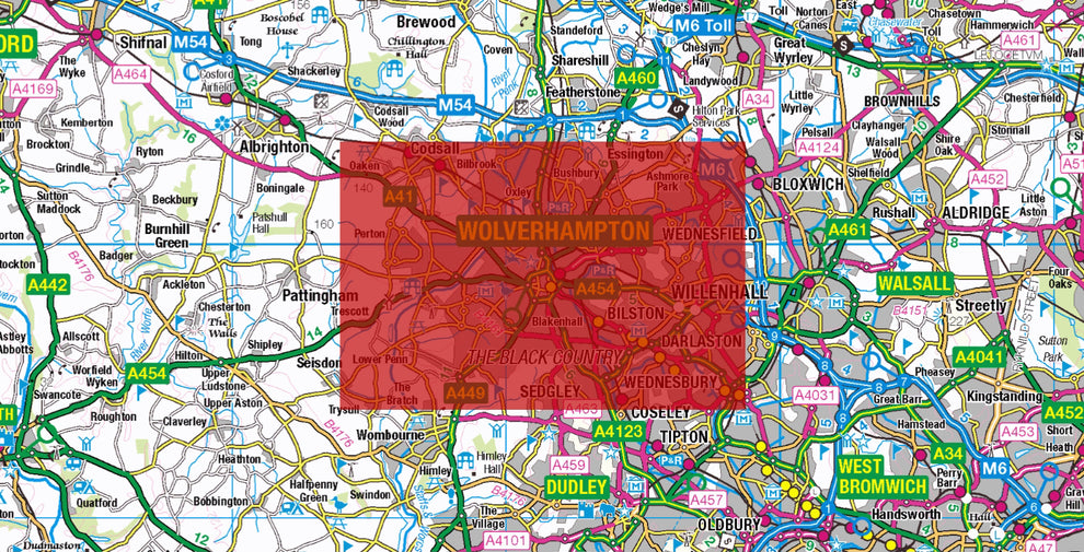 Central Wolverhampton Postcode City Street Map - Digital Download ...