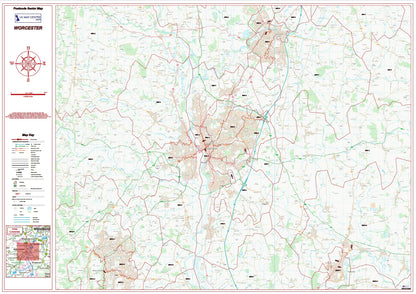 Postcode City Sector Map - Worcester - Digital Download