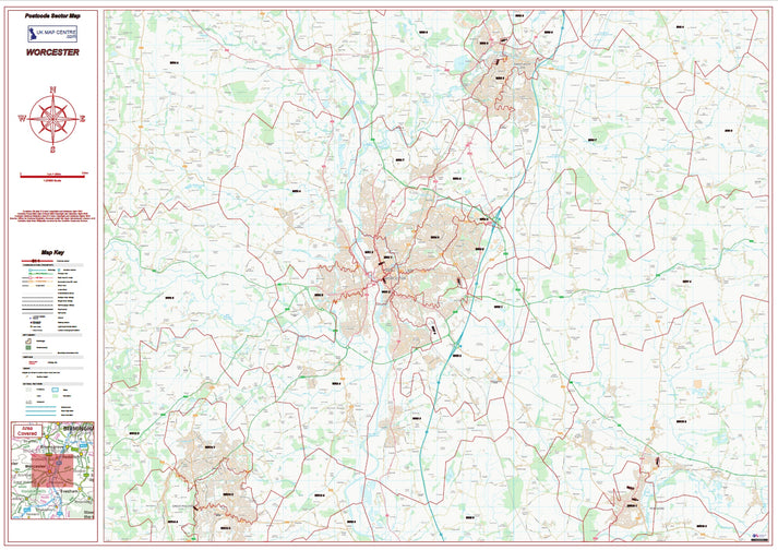 Postcode City Sector Map - Worcester - Digital Download – ukmaps.co.uk