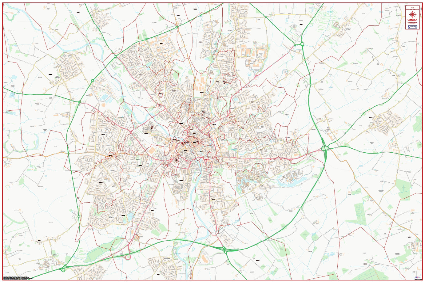 Central York Postcode City Street Map - Digital Download