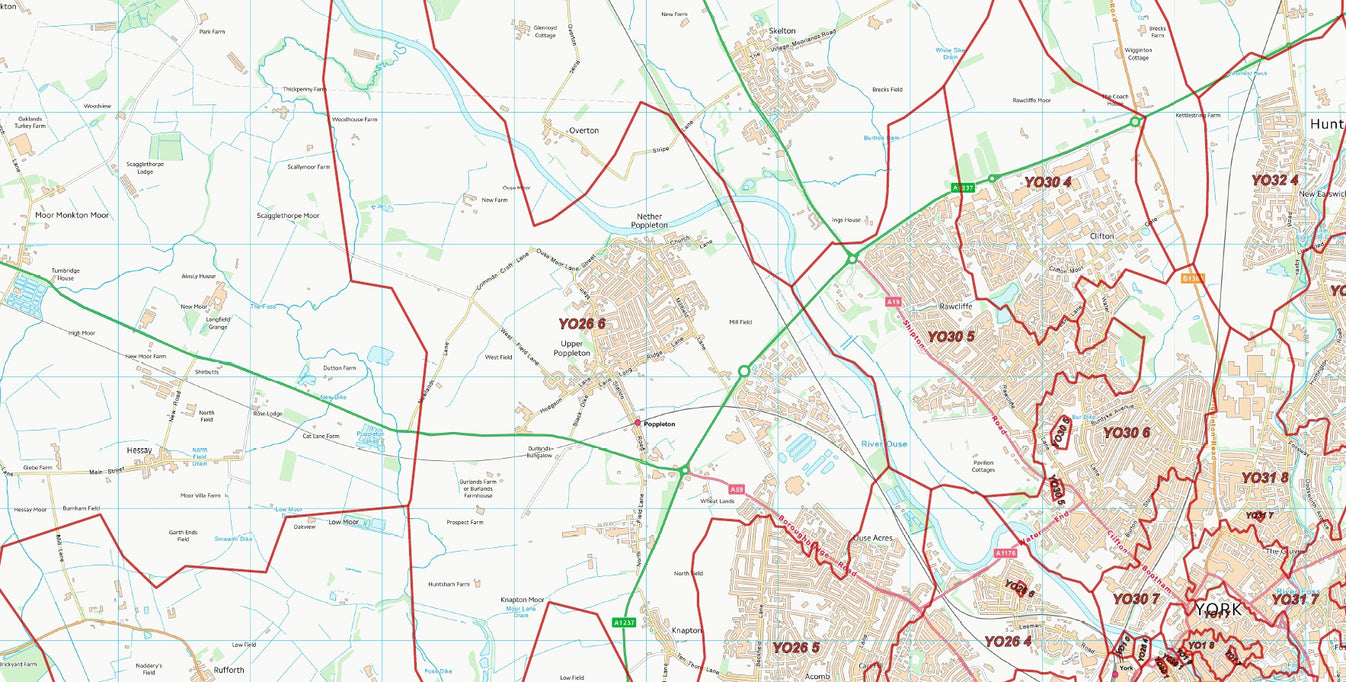Postcode City Sector Map York Digital Download ukmaps.co.uk